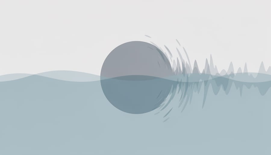 Close-up of a glass of water with ripples on a desk symbolizing a disturbed sense of calm.